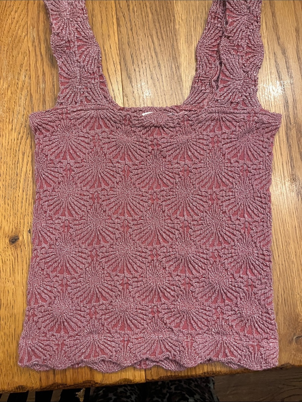 By Together Rose Textured Square-Neck Tank